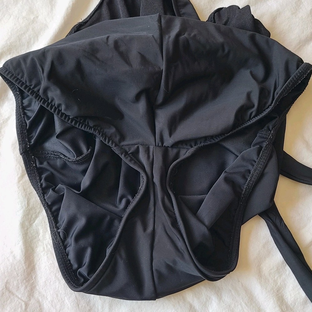 Miraclesuit Sz. 10 Black Halter Gold Medallion Resort Slimming Tummy Control - Picture 4 of 8